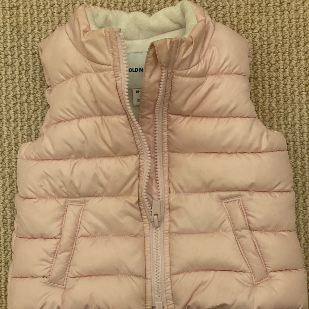 Fleece lined puffer vest- toddler, 18-24month, pink